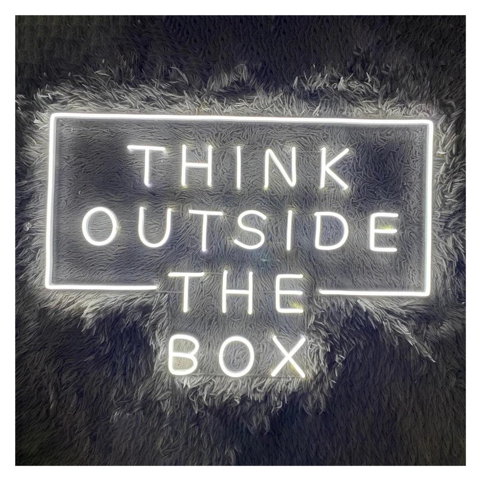 SHOUXI Sign Lamp Think Outside The Box Neon Sign Room Bedroom Home Decor Bar 60cm(White)