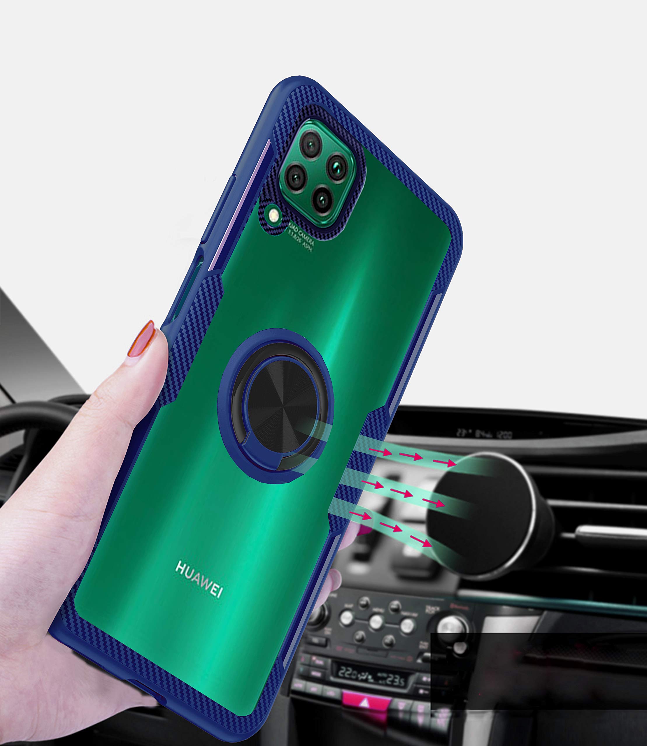 Cadorabo Funda Compatible Con Huawei P40 En Morado - ROJO - Funda Protectora Bicolor De Silicona TPU Y Parte Trasera De Vidrio Templado