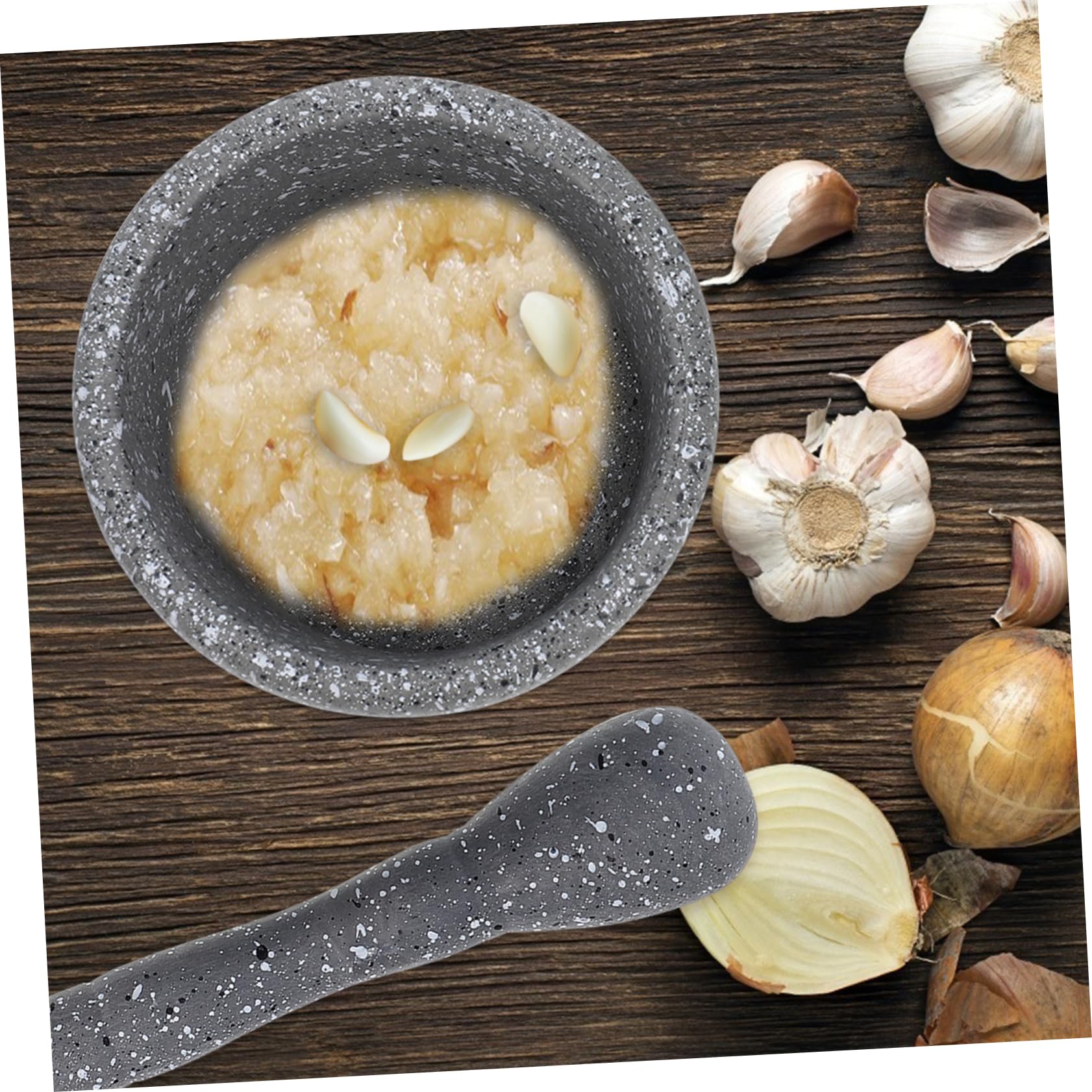 PHENOFICE Presse-ail Manuel Plastique Ustensile Cuisine Professionnel Pour Écraser Ail Et Épices Maison Facile à Nettoyer Stable Et Léger Avec Broyeur Ergonomique