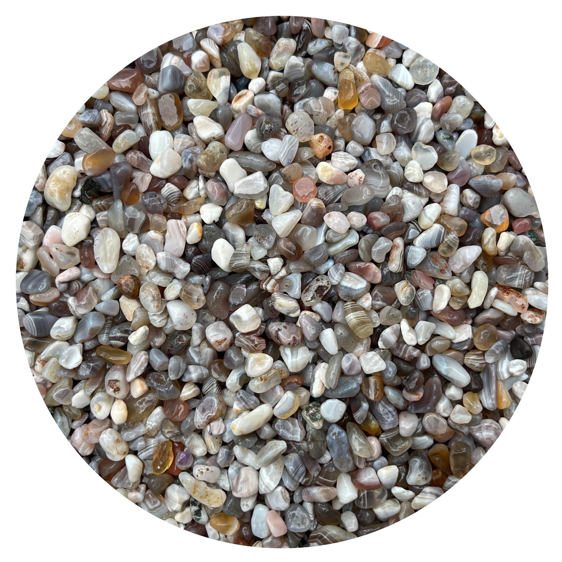 GAF TREASURES 2 oz Lot Natural Botswana Agate Semi Tumbled Gemstone Chips, Crushed Mini Crystals, Undrilled Crystal Chips