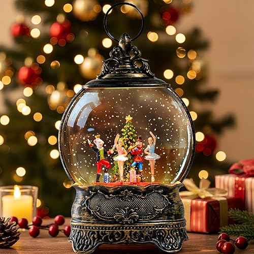 Miniatura 66 de Linterna de agua con globos de nieve de Navidad con cardenal, música y temporizador de 6 horas, con forro USB/funciona con pilas, faroles iluminados