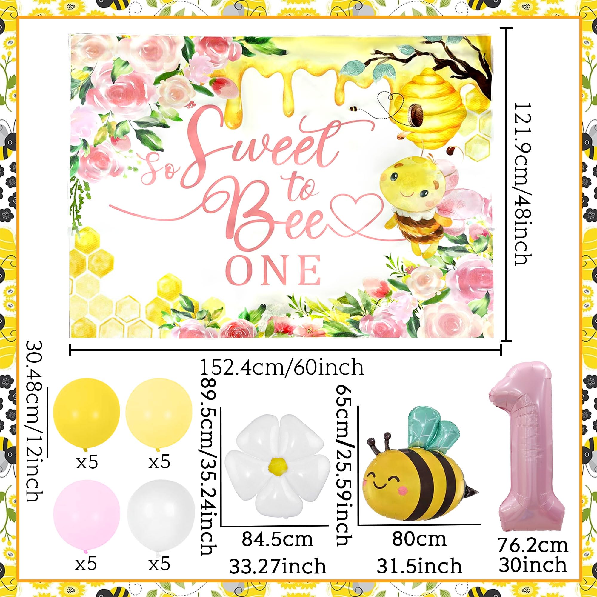 Amazon.com: First Bee Day Decorations for Girl Bee 1st Birthday