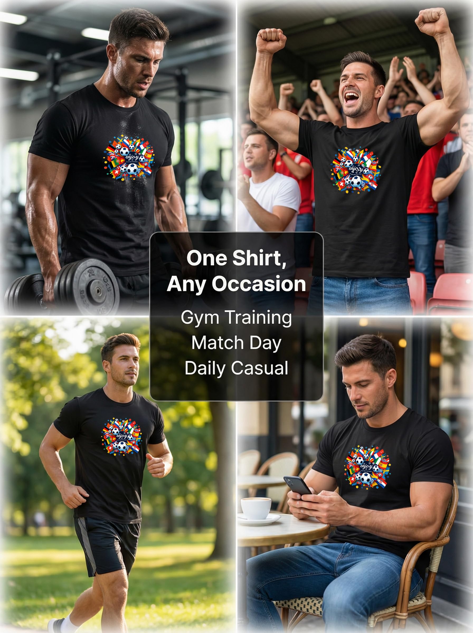 Funny Football Shirts Mens T-Shirts World Cup 2026 Merchandise Summer Short Sleeve Crew Neck Tops Loose Tees Casual Blouse Training Hiking Workout Athletic Tee Black - 5