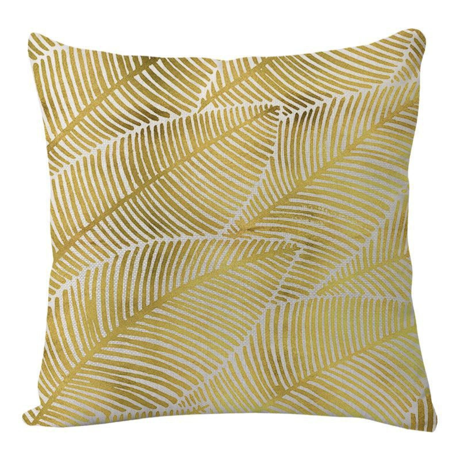 Wazylphin Cushion Covers Golden Leaves Pillow Cases Cotton and Linen Cushions with Covers Included Zipper Sofa Cushions Soft Pillowcase Living Room Pillow Cover Bedroom Cushion Cover 40x40cm/1 Pack