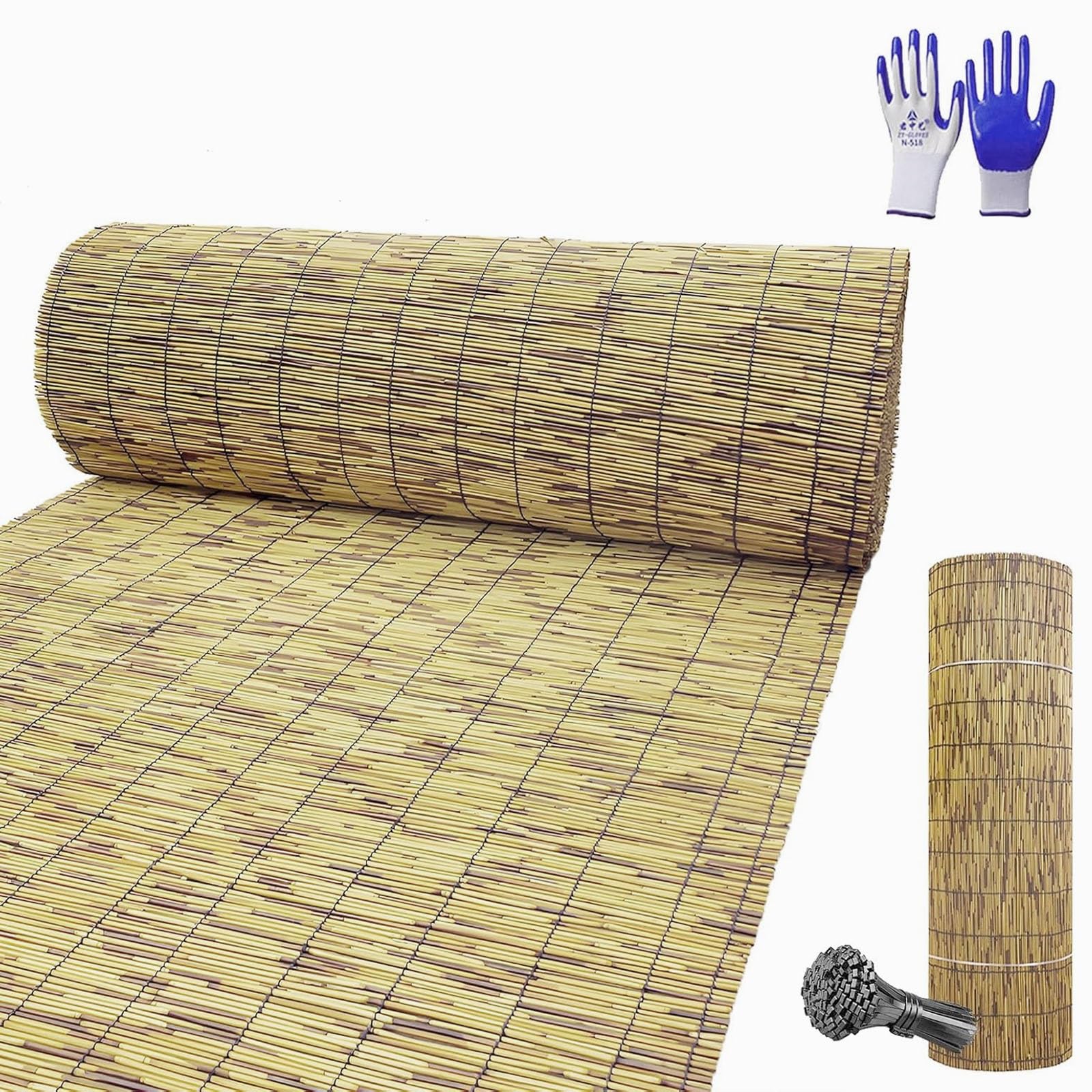 Arella Arelle Stuoia in Canna Bambù Pelato Naturale - Frangivista Decorativo per Recinzione Giardino, Copertura Tettoia Gazebo Ringhiera Balcone Canne per Ombreggiante Esterno(Natural,H0.8 x L9m)