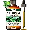KUKKA Peppermint Essential Oils - 4 Fl Oz - for Hair, Skin, Diffuser, Aromatherapy & DIY Soap Making Scent