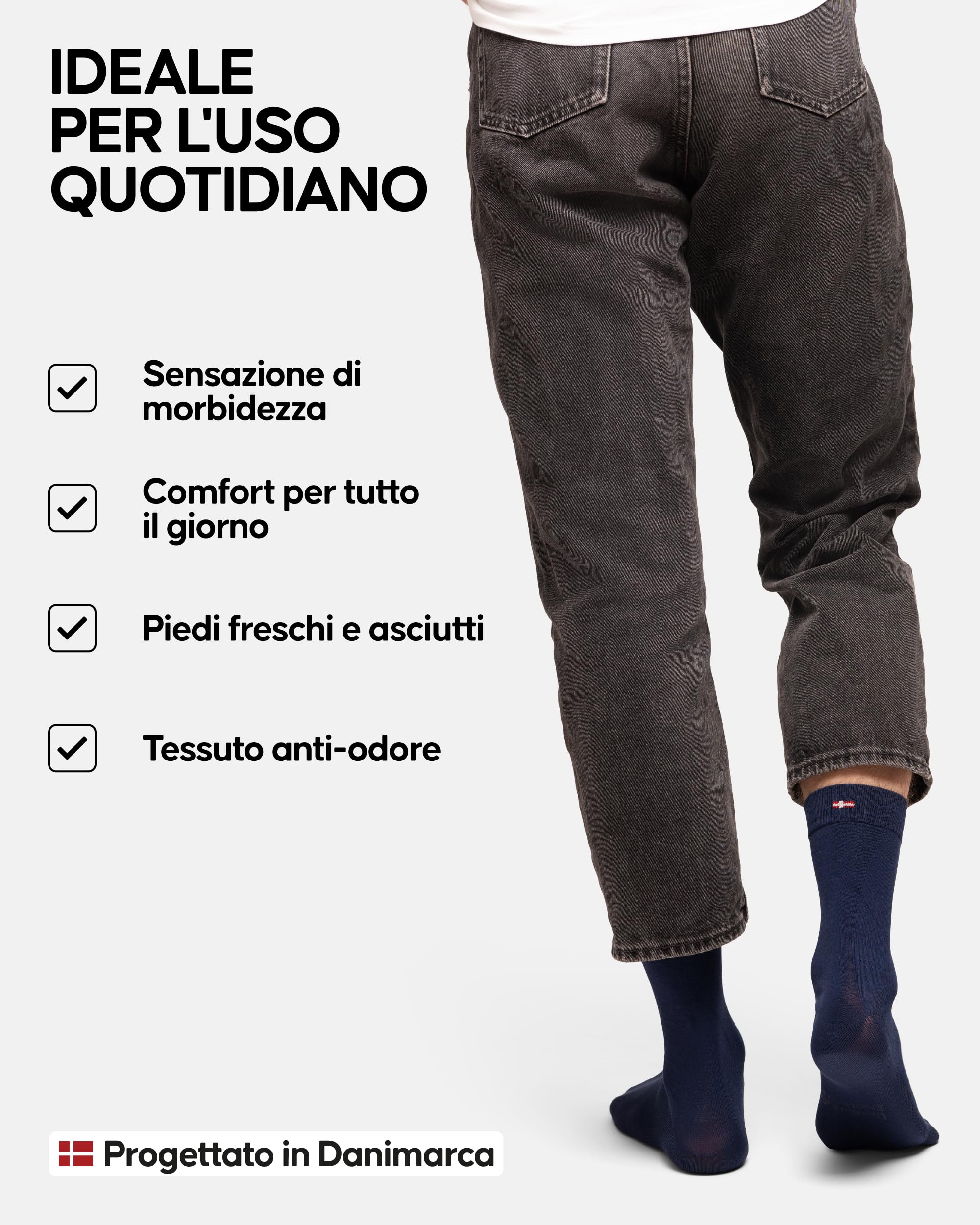 DANISH ENDURANCE Calzini Uomo Fibra di Bambù, Calze Classiche Eleganti in Bamboo, Calzini Estivi Traspiranti, Calze da Lavoro e Uso Quotidiano, 6 Paia