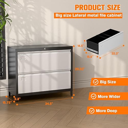 Vista 12 de SUXXAN Archivador de 4 cajones, gabinete de almacenamiento vertical de metal con cerradura, archivador vertical de acero para oficina y hogar