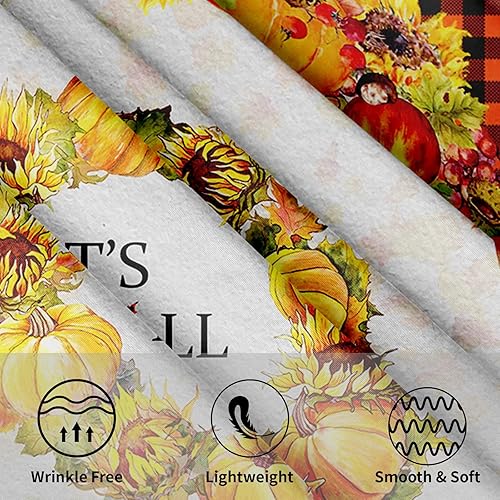 Miniatura 3 de Mantel redondo con diseño de calabaza de otoño de 60 pulgadas, diseño de girasoles de Acción de Gracias, color naranja, a cuadros, lavable,