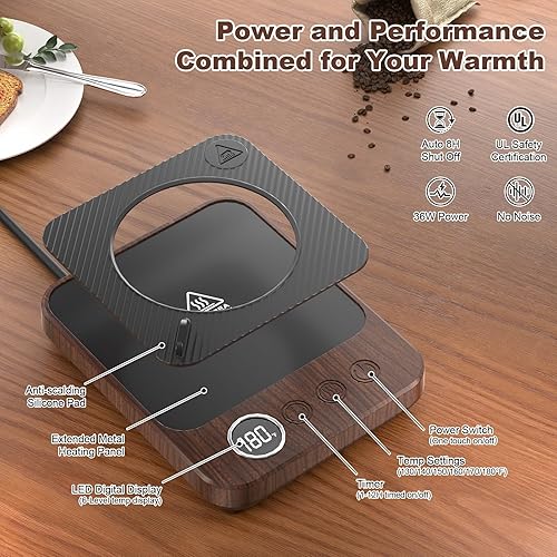 Miniatura 5 de Juego de calentador de taza de café y taza para escritorio, calentador eléctrico de taza de café con taza térmica de 16 onzas, calentador de café