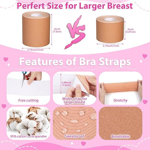 Miniatura 3 de Cinta de levantamiento de senos 2 piezas de tela grande con brasier de silicona reutilizable pétalos de pastas calcomanías desechables para pezones