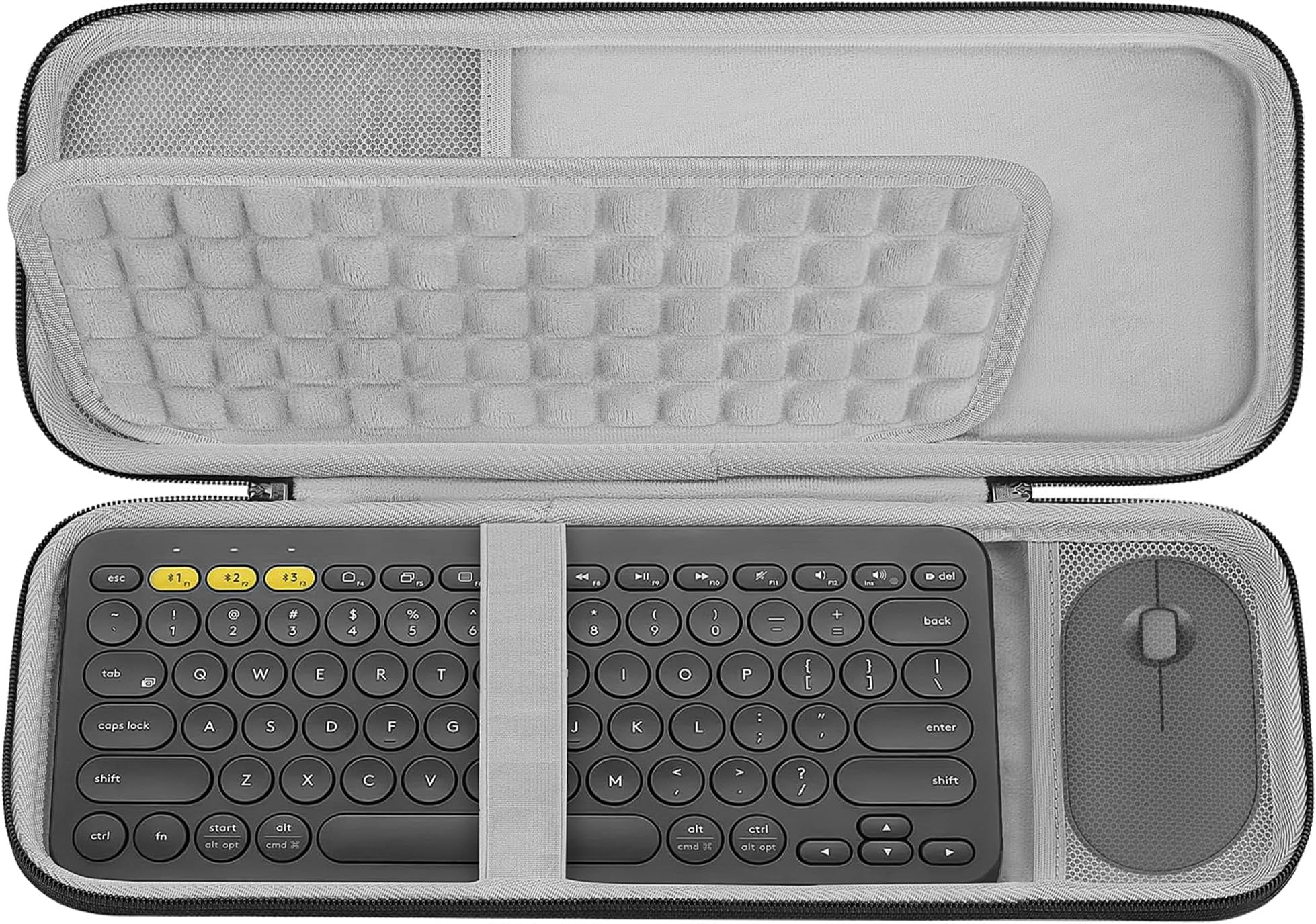 Geekria Hard Travel Carrying Case, Compatible with Logitech K380s/K380 + M355/M350s, Keyboard and Pebble Mouse Combo Protective Travel Bag (Dark Gray)
