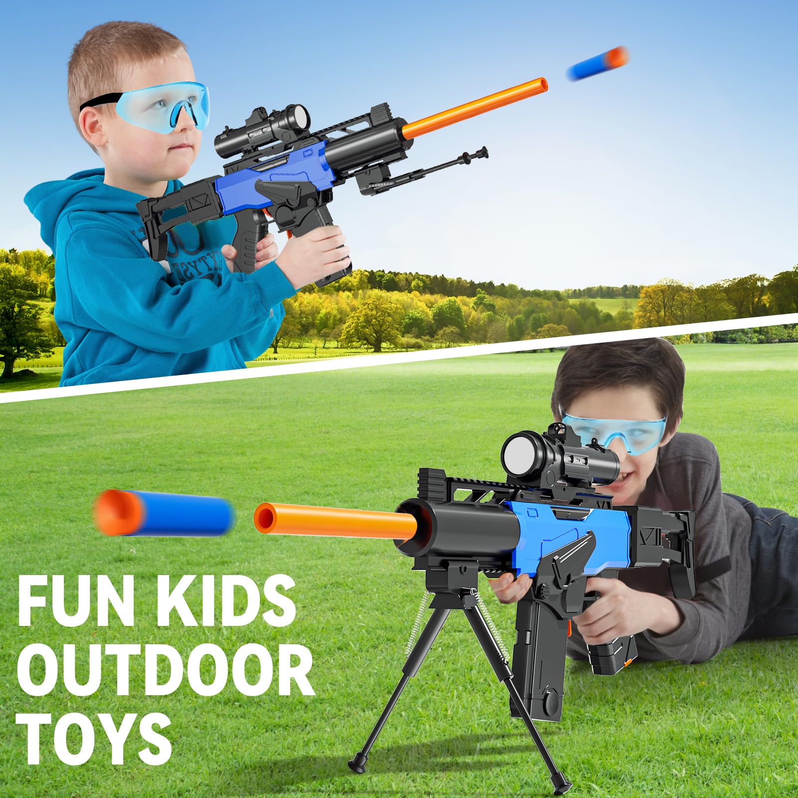 Toy Gun Automatic Sniper Rifle with Scope, Tactical Vest Kit, Toy