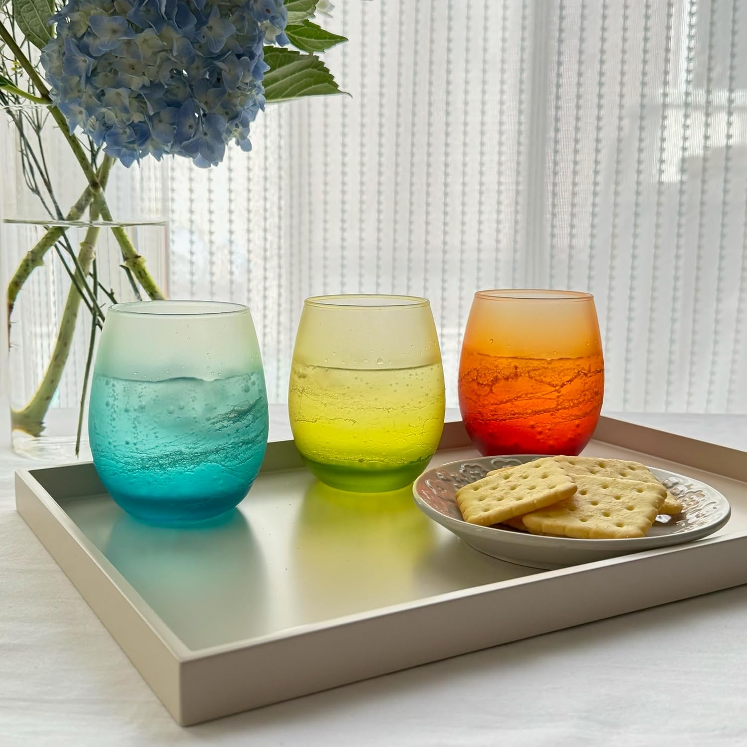 Utataka Glass SUNSET Orange Ocean Wave Sunset Glass Free Cup Gift