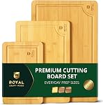 Grand Wood Ensemble de planches à découper pour cuisine - Conseils de coupe de bambou de luxe pour le pain, le fromage, les fruits, les légumes - Panneaux de découpe robustes & Bloc boucher - Conseils de service parfaits pour le service et la charcuterie
