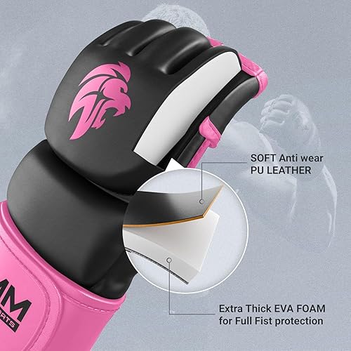 Miniatura 4 de MAXForce EVE - Guantes de boxeo antilesiones para hombres y mujeres, guantes de boxeo con absorción de golpes, medio dedo, palma abierta para Muay