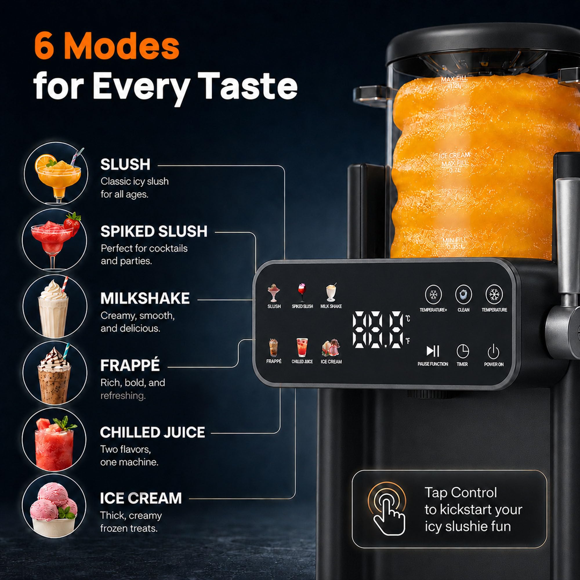 Máquina de granizado 6 en 1 para el hogar, limpieza automática, temporizador de marcación de 12 horas para el hogar para granizados, frappé, batidos y margaritas, sin necesidad de hielo