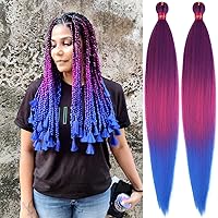Vista 56 de Extensiones de cabello para trenzar preestiradas rosa con oropel de 26 pulgadas - 3 paquetes de trenzas sintéticas profesionales de ganchillo