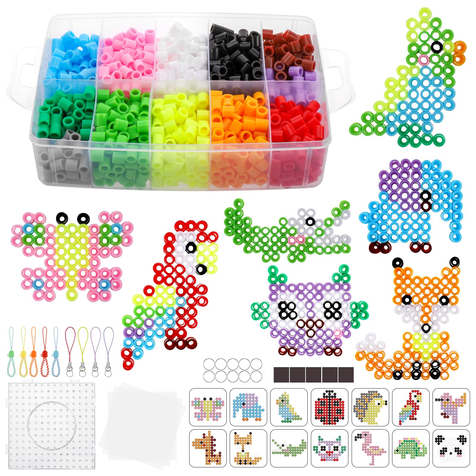 Homgaty Lot 1500 Perles à Repasser 10 Mm – XL, 10 Couleurs Vives – Kit Créatif Enfant Dès 3 Ans