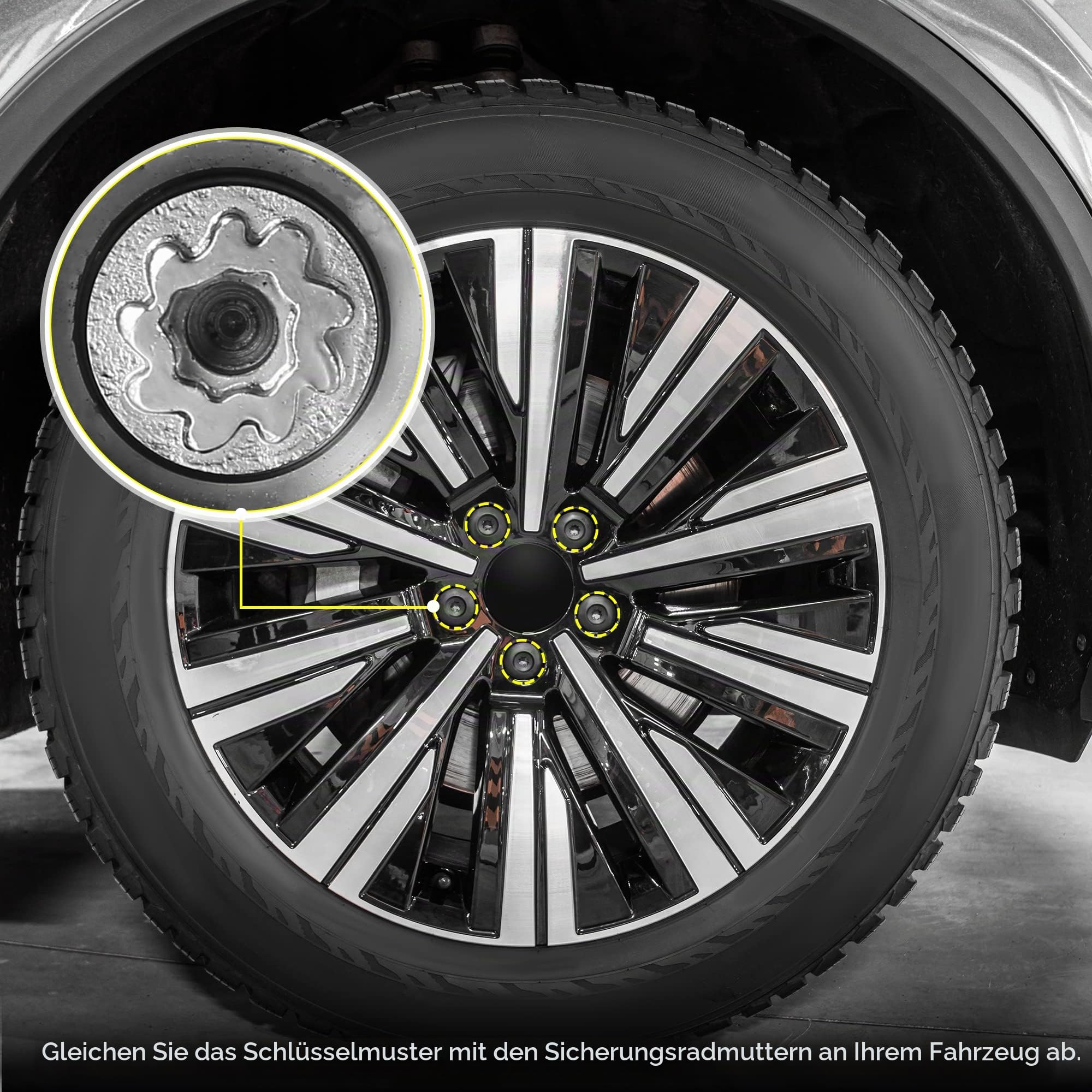 X AUTOHAUX Radmutter Entfernung Steckschlüssel Für Volkswagen Touareg 1x | Silber, Metall, Abmessung 4.1x2.9cm, Innendurchmesser 2.4cm, Für VW Scirocco, Magotan, Tiguan