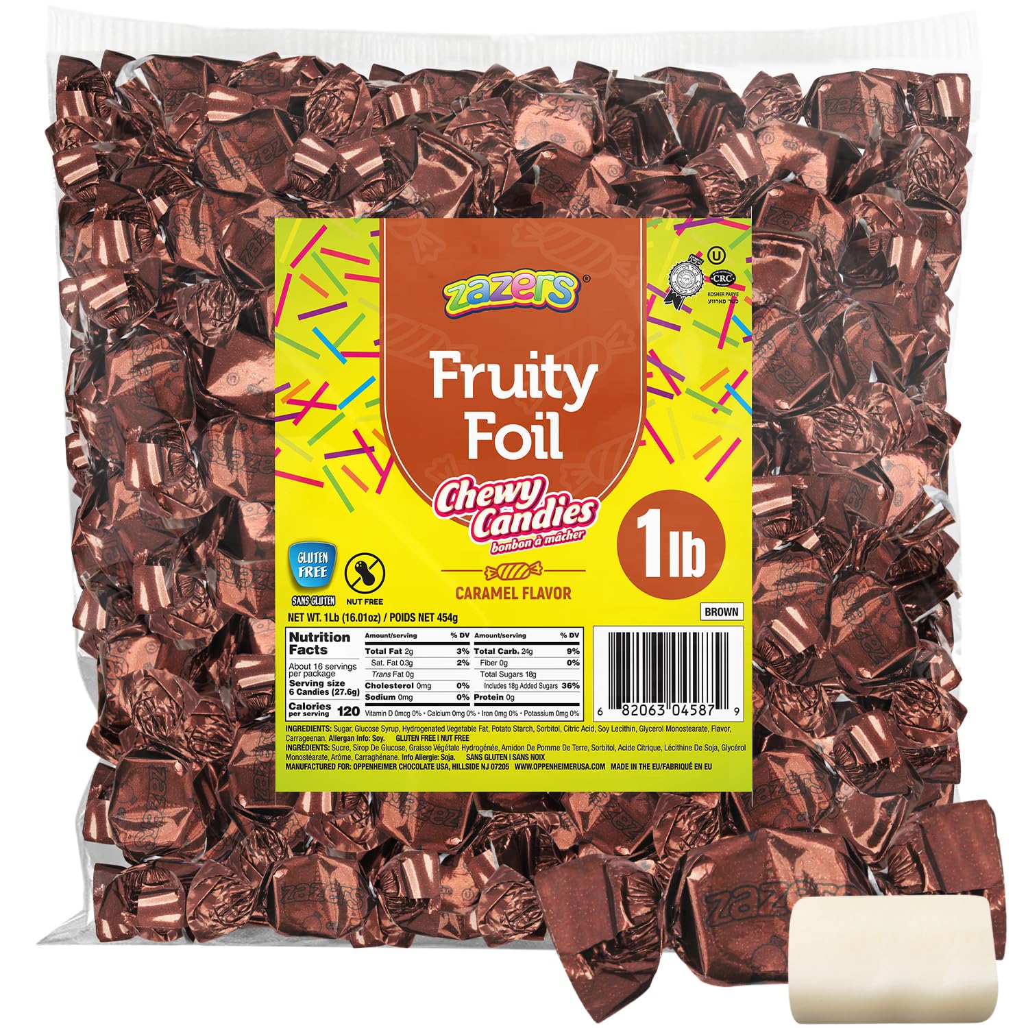 Amazon.com : Zazers Brown Caramel Chewy Taffy Candy - 1-Pound Bag