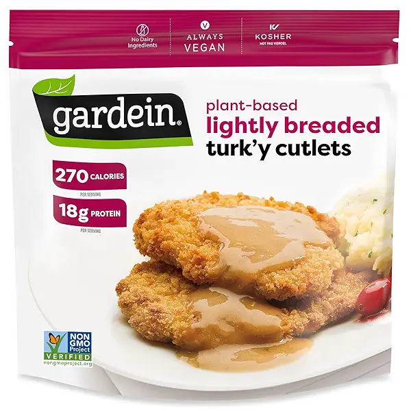 Gardein Lightly Breaded Plant-Based Turk'y Cutlets, Vegan, Frozen, 12.3 oz. 1