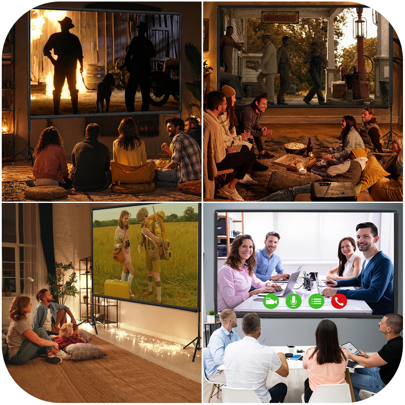 Beamer Leinwand mit Stativ 100 Zoll EMART Tragbar Projektor Leinwand 16:9HD | Projector Screen 4K, Leinwand Beamer mit Ständer, Tragetasche, Theater, Heimkino, Party