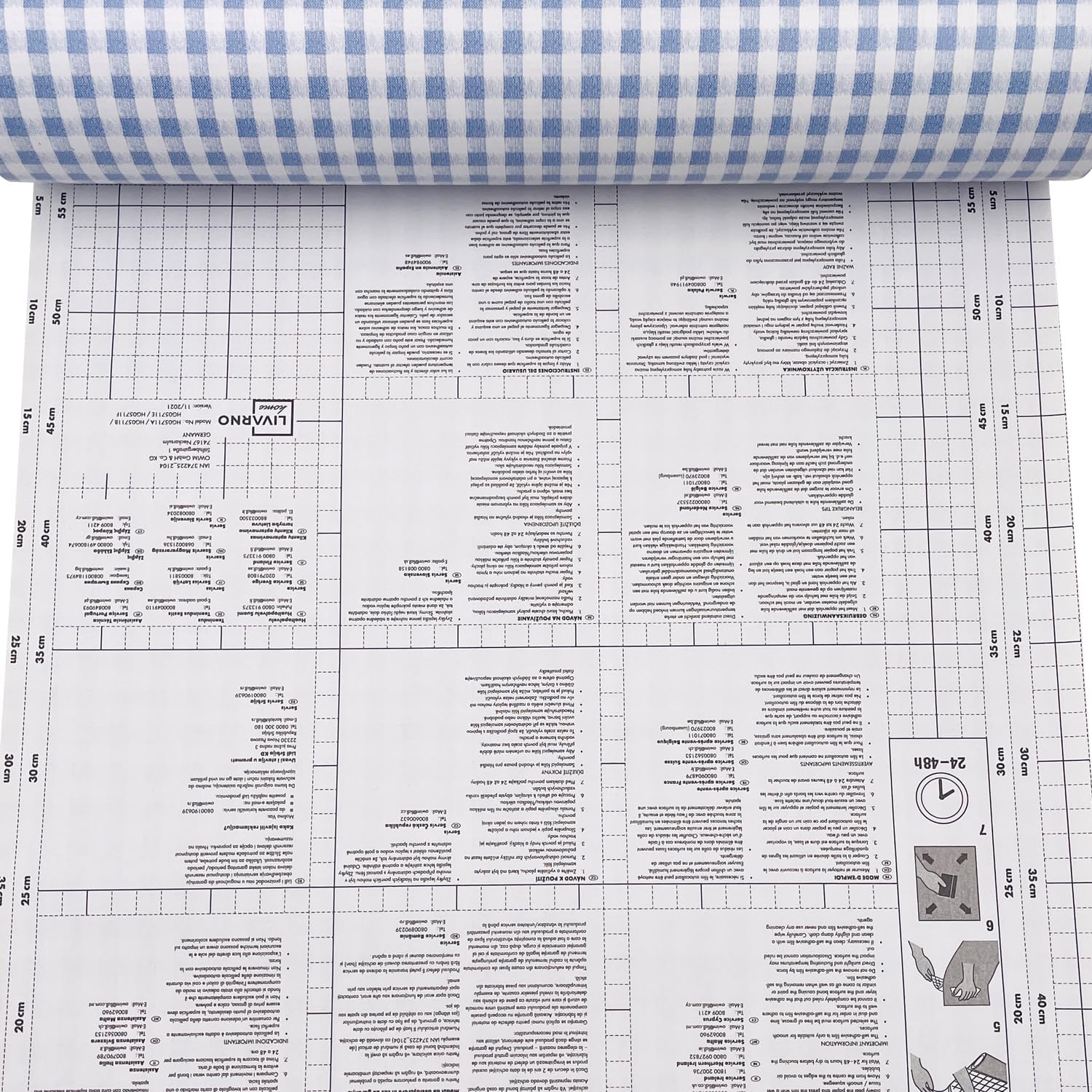 19.7 feet Blue Grid Furniture Liner Peel and Stick Backsplash Wallpaper Drawer Cabinet Liner for Shelves Waterproof Shelving Paper (M-236.2x17.7 Inch)