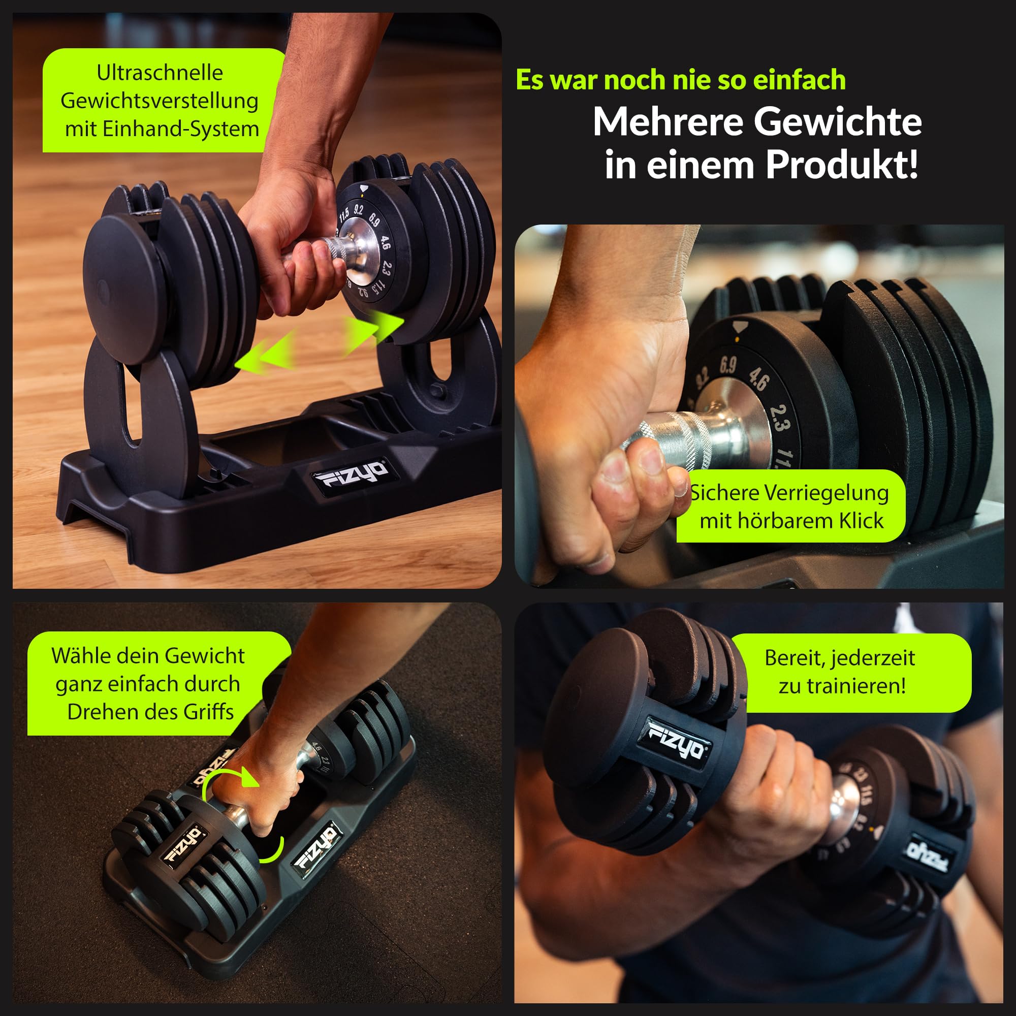 FIZYO Verstellbare Hantel, Hantelset, Kurzhantel Set für Home Gym