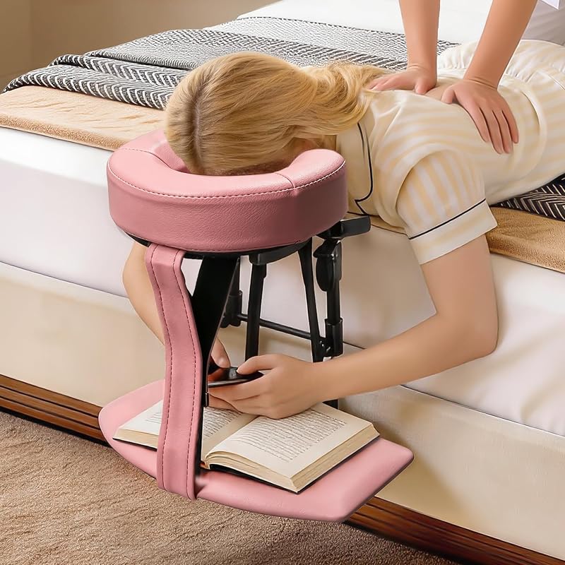 Apoio de cabeça para massagem com almofada facial e suporte para uso sob o colchão Toptople, rosa