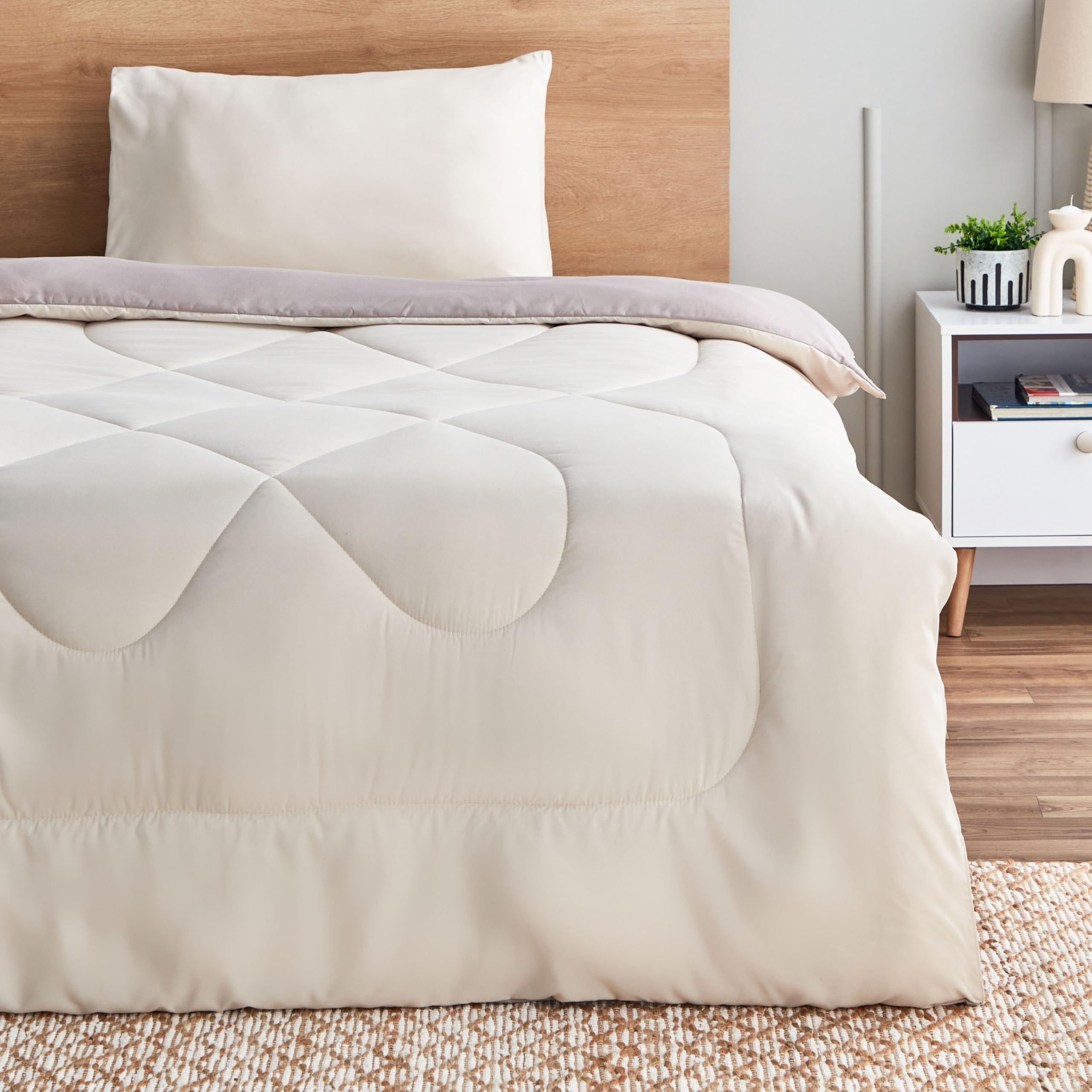 HomeBox Derby 2-Piece Reversible Microfiber Single Comforter Set - 135x220 CM