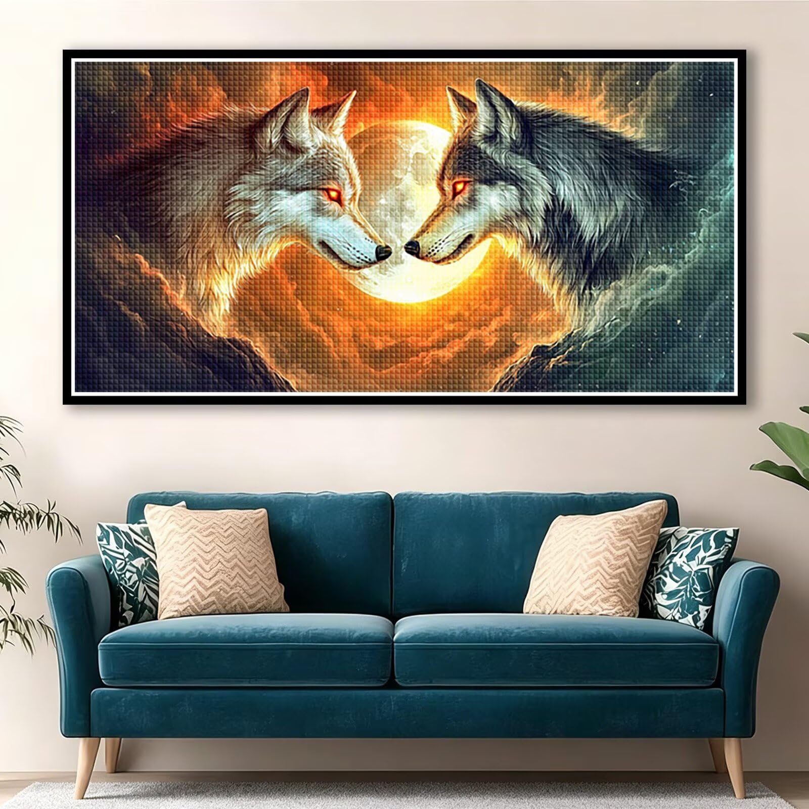 Diamond Painting Adultos Animal Pintura Diamante, Lobo Diamond Painting 5D Completo, DIY Cuadrado Cristal Bordado Punto de Cruz Cuadros de Diamantes para Decoracion Hogar, Regalo Mujer 160x80cm 0J-746