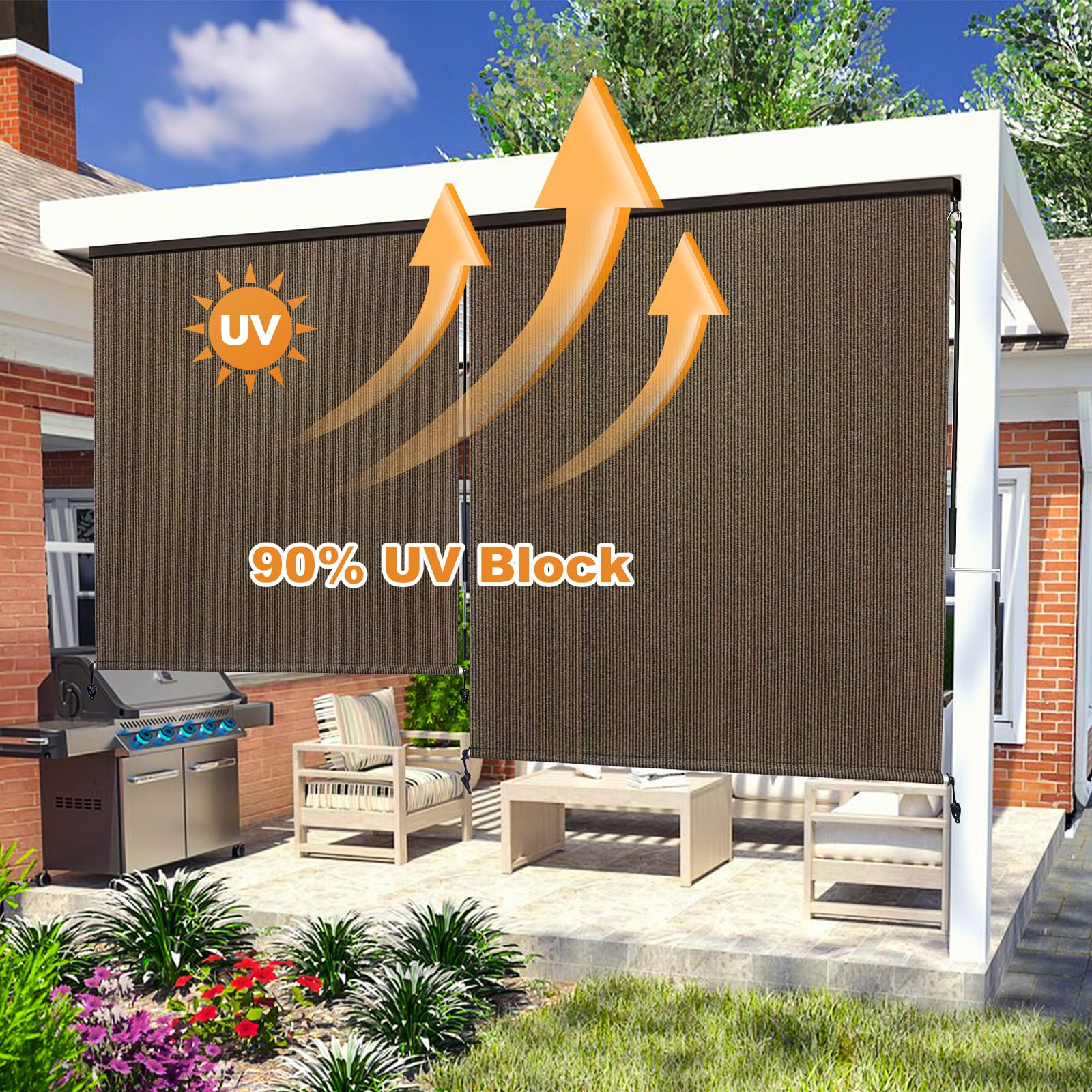Lowes Outdoor Blinds For Porch Artpuch Outdoor Roller Shade 8'(W)