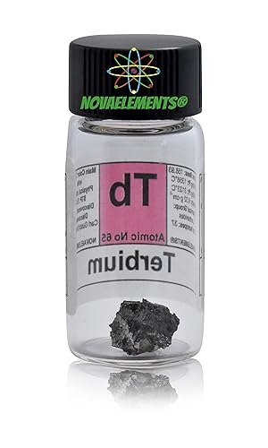 Miniatura 3 de Terbium Metal Element 65 Muestra Tb, puro 0.04 oz 99,99% dentro de frasco de vidrio etiquetado