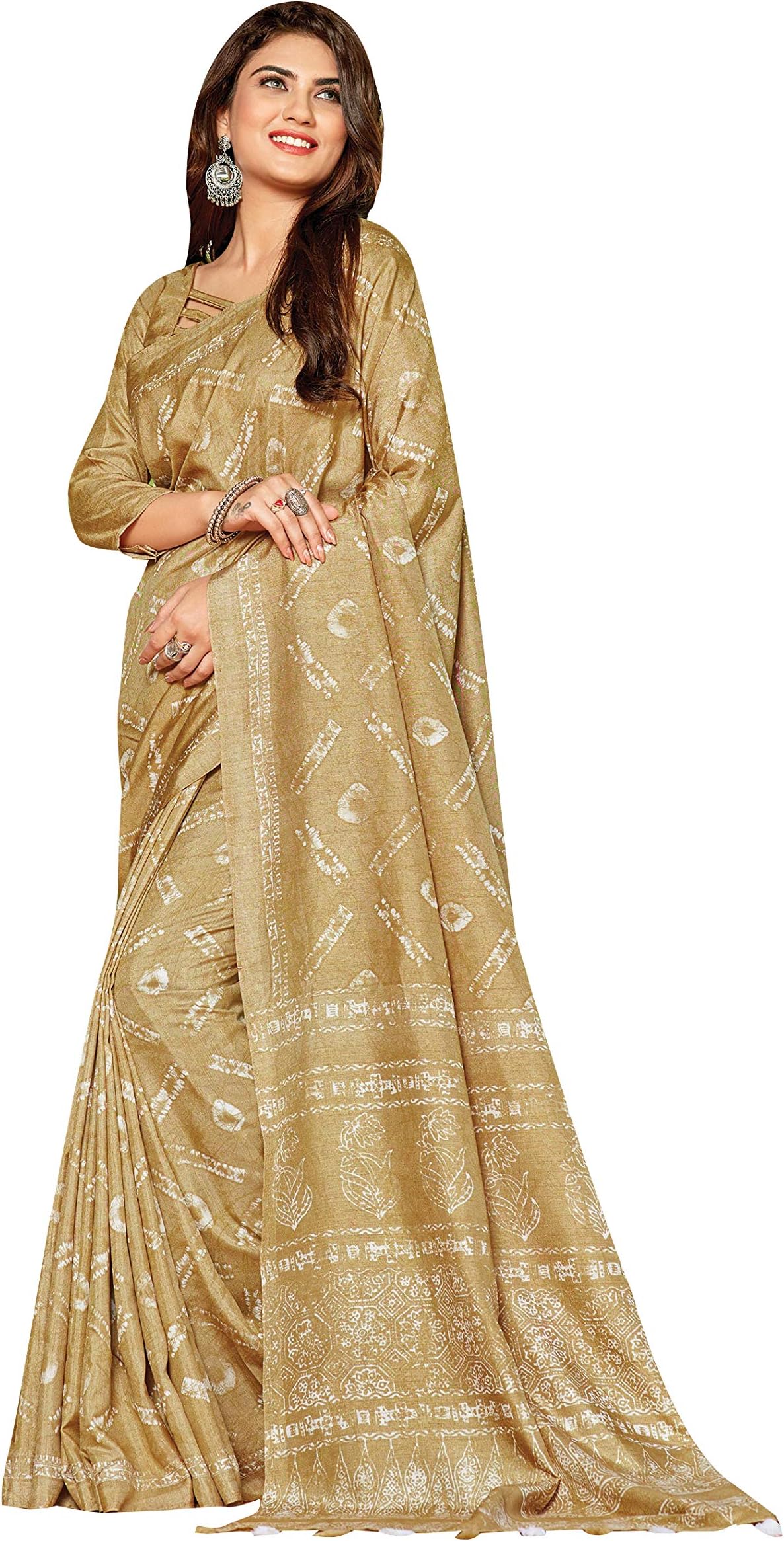Elina fashion Sarees For Women Cotton Art Silk Printed Saree l Bollywood Indian Wedding Gift Sari with Unstitched Blouse