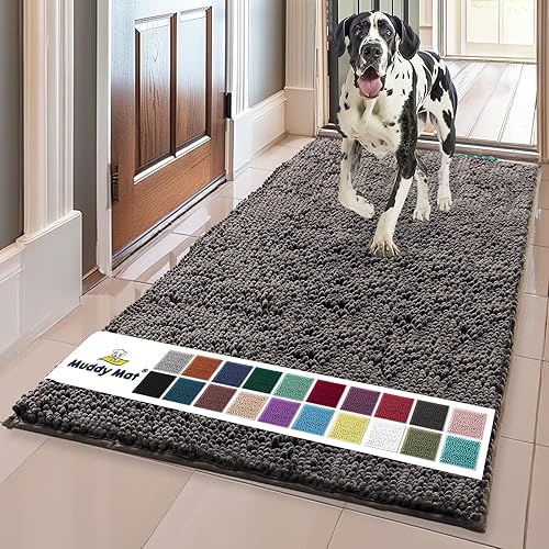Vista 26 de Muddy Mat® - Tapete de microfibra superabsorbente para mascotas, antideslizante y lavable, de felpilla, secado rápido, para entrada