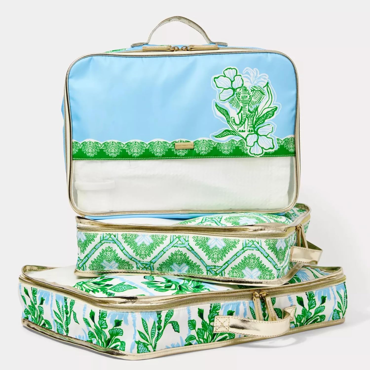 Lilly Pulitzer Packing Cubes Set of 3, Small, Medium & Large Suitcase Organizers, Travel Must Haves for Luggage (Swayin in the Breeze)