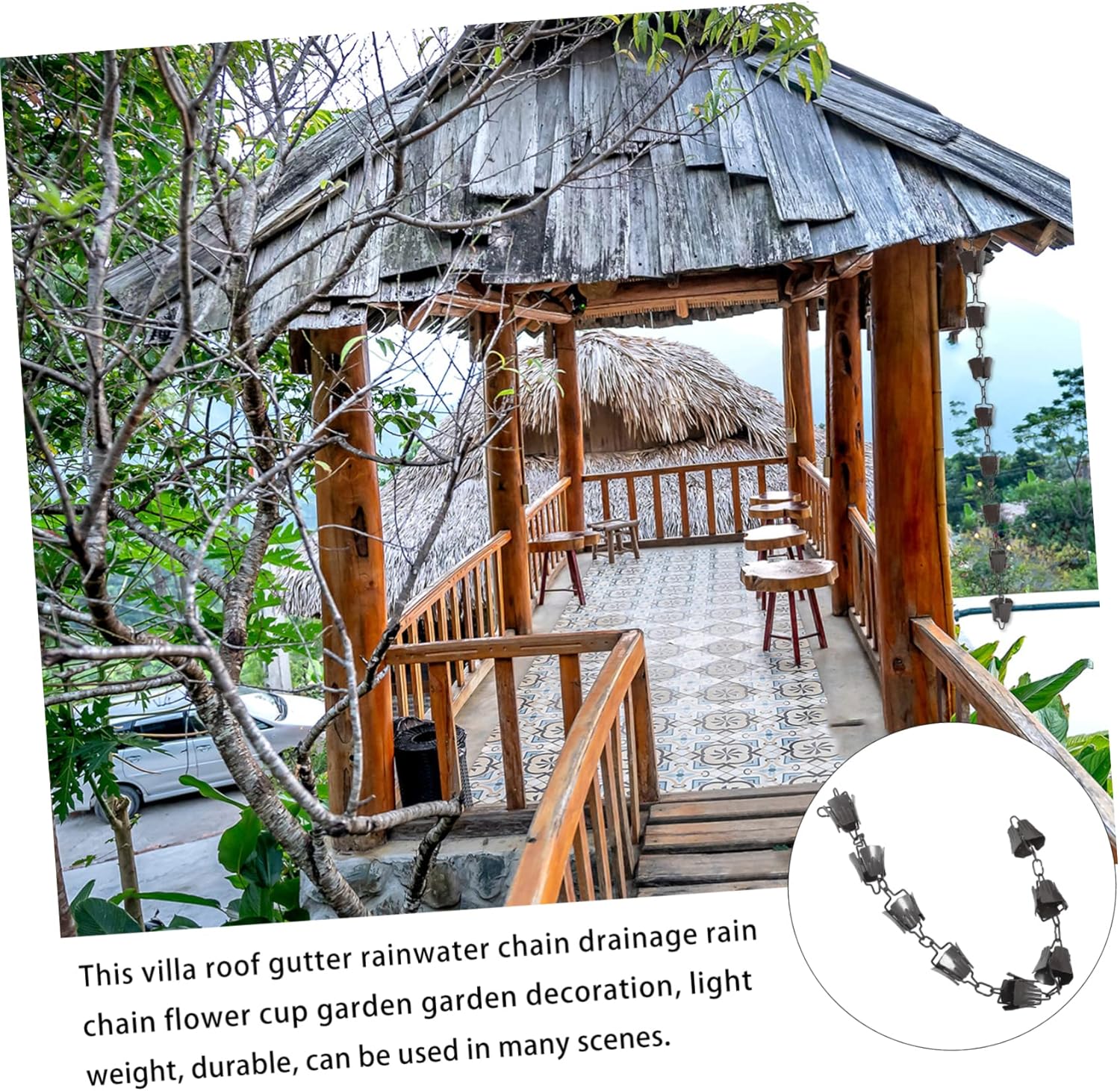 1pc Garden Rain Chain for Gutters Elegant Outdoor Decor Lightweight Material for Homes Temples and Gardens Functional and Stylish Rainwater Diverter