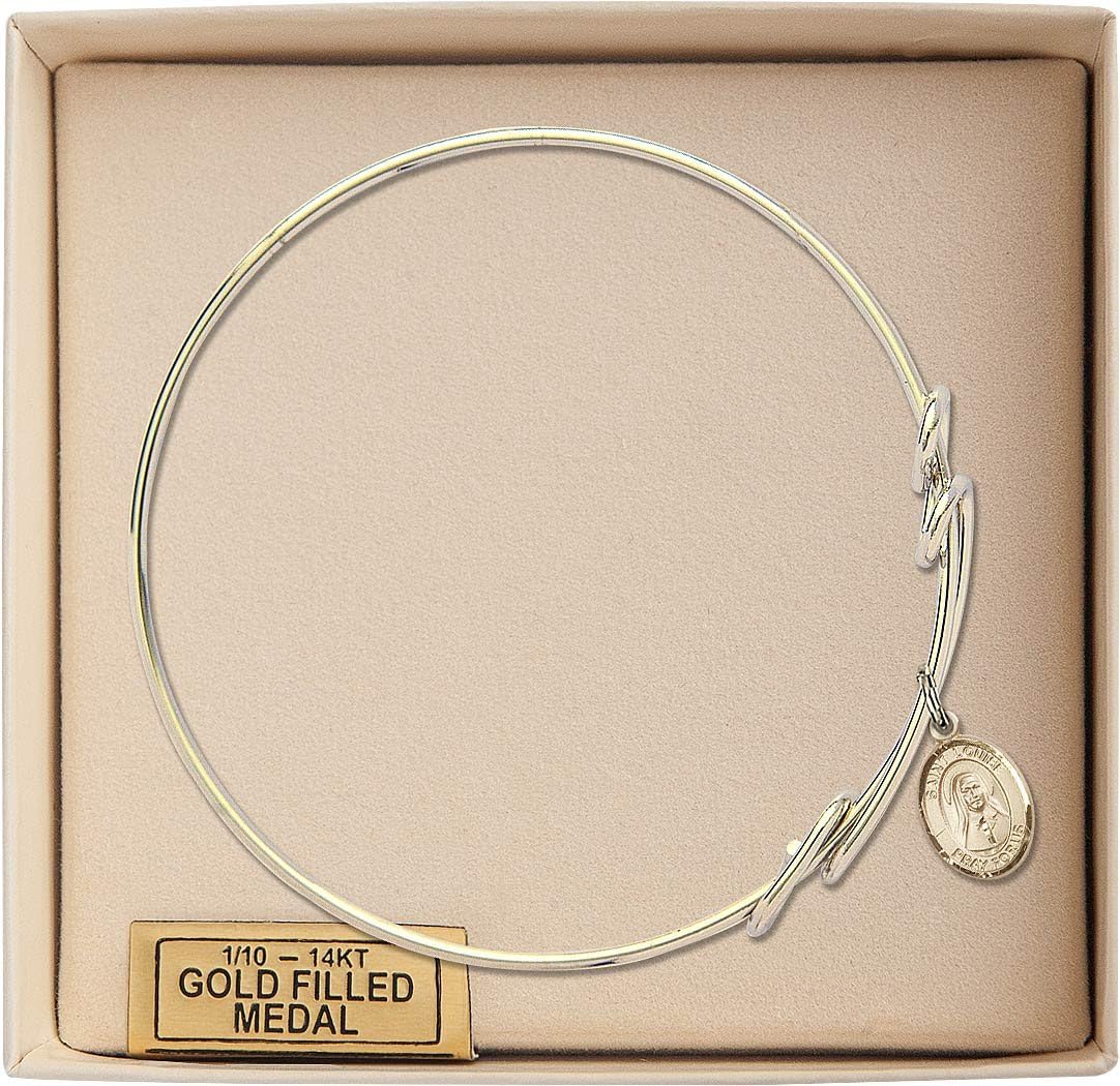 Round Double Loop Bangle Bracelet w/St. Louise de Marillac in Gold-Filled