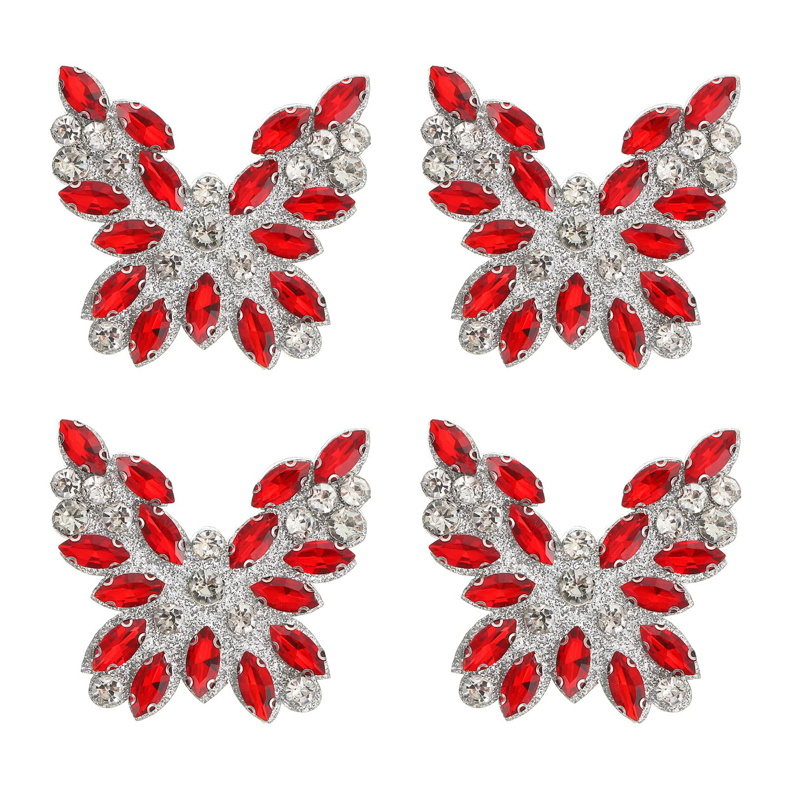 Écusson papillon en strass de qualité supérieure thermocollant rouge pour couture