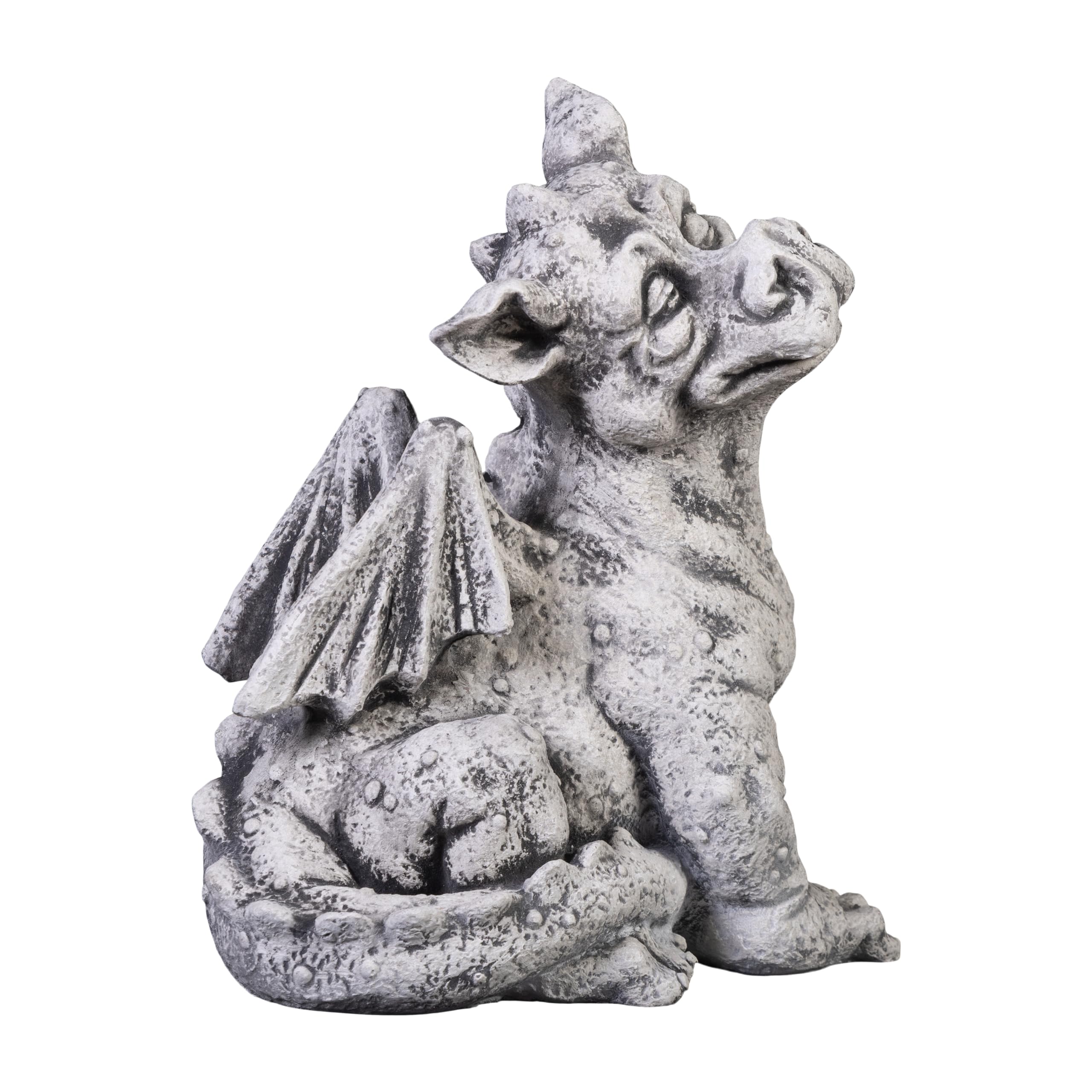 gartendekoparadies.de Lustiger Drache, Steinfigur aus Steinguss, Grau, Frostsicher, H. 30 cm, 9 kg für Außenbereich