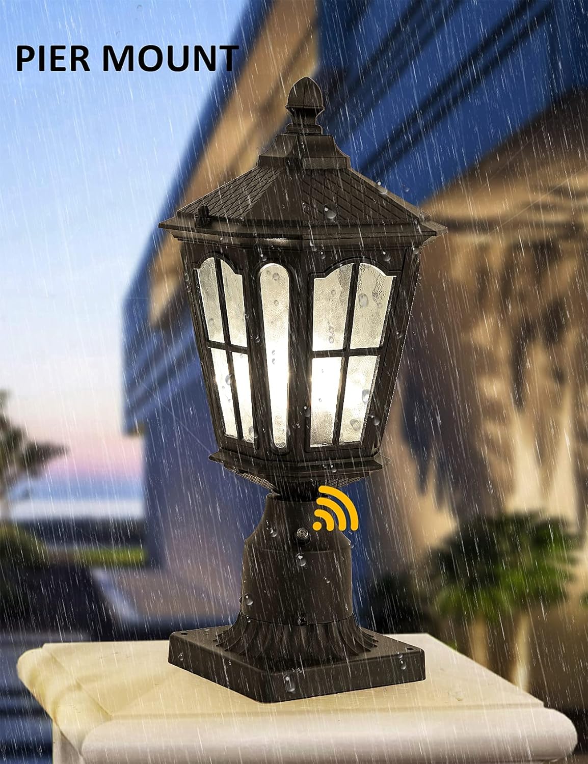 🛒 Flash Sale GYDZ Dusk to Dawn Post Light Outdoor with 3-Inch Pier Mount Base, 17''H Exterior Post Light Fixture,Waterproof IP65 Classic Die Cast Aluminum with Water Ripple Glass, E26 Base 60W Max,Matte Black