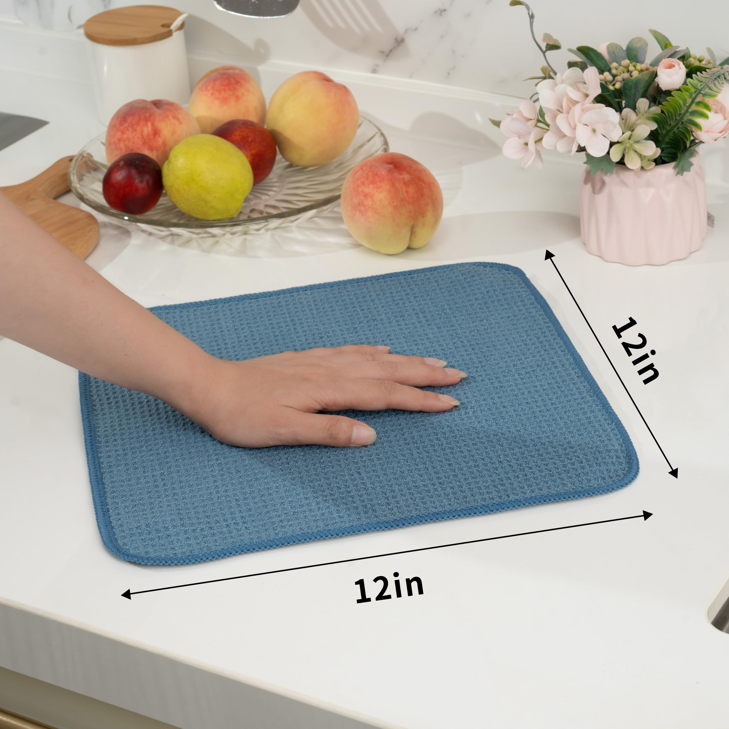 MICROFI Paños de cocina y cocina de microfibra, tejido gofre, 12 x 12 pulgadas, juego de 6
