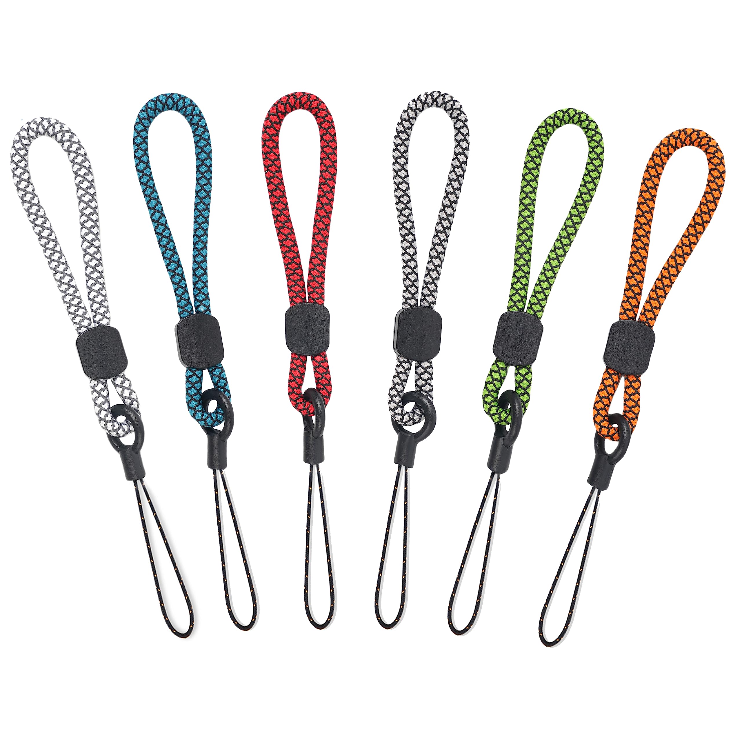 YOUOWO Lanyards Finger Small Strap 6 Pack Rope Small Wrist Lanyard For Phone Cases Keys Short Keychain USB ID Card Badge (6 Colors)