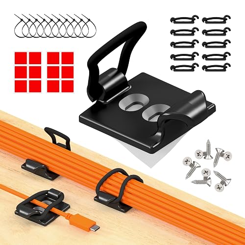 CableGenie 10-Pack Adjustable Elastic Adhesive Cable Clips Black