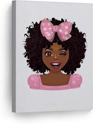 Miniatura 8 de SmileArtDesign Arte de pared afroamericano, arte de pared de niña negra, chica bonita afroamericana, goma de mascar rosa, impresión afroamericana