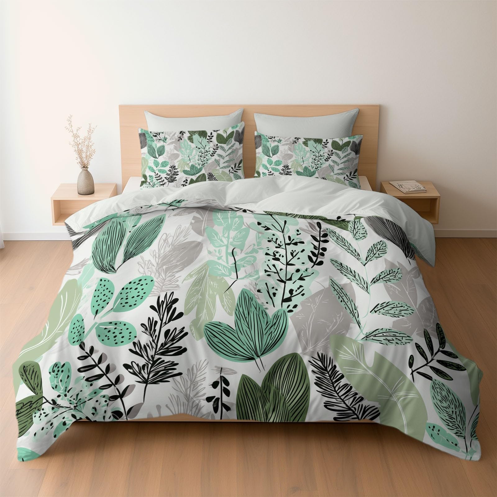 Parure de lit 240x260 blanche motif fleurs pour une chambre style nature et cocooning