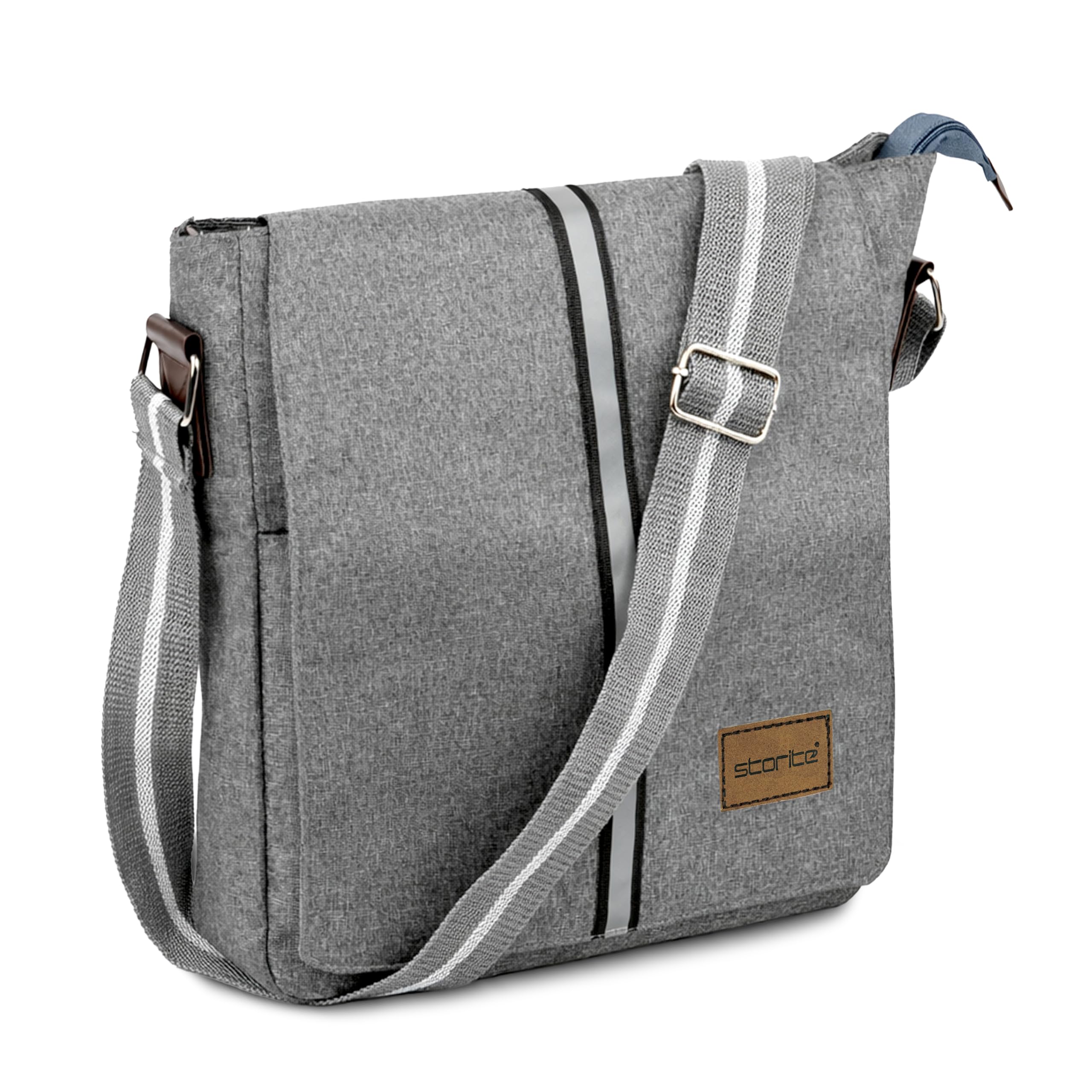 Canvas Sling Bag Crossbody Messenger Bag for Men Women | Lightweight Shoulder Bag with Adjustable Strap | Travel Office College Daily Use (Grey)-image-16