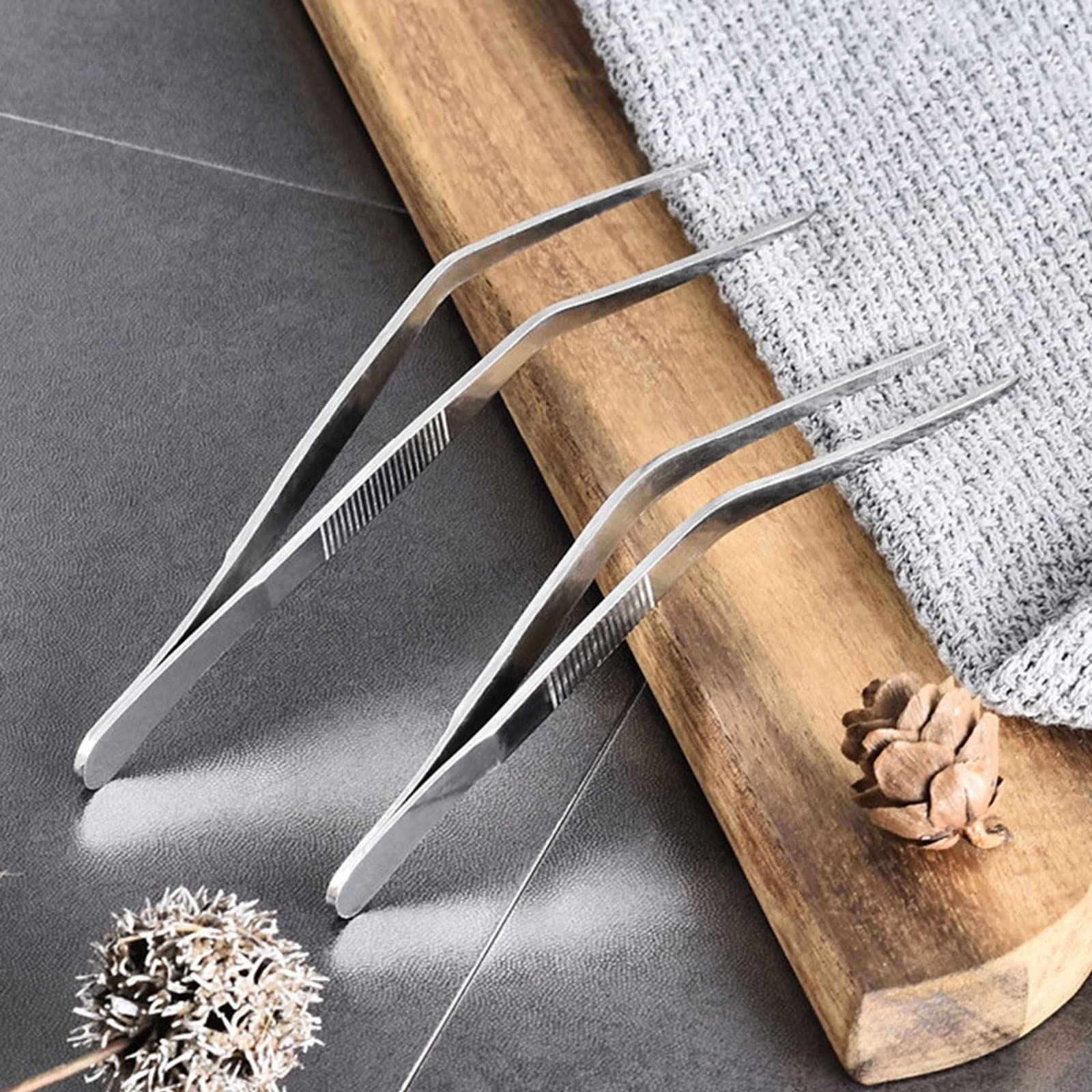 Kochzange 1 Stück Größen Küchenpinzette BBQ Lebensmittel Pinzette Clip Zange Edelstahl Tragbar für Picknick Fleisch Grill (30cm)