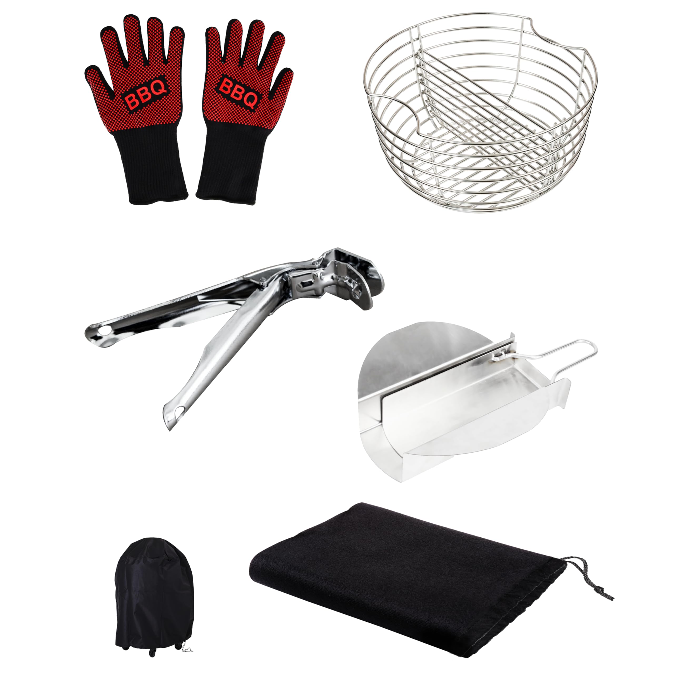 Cecotec Attrezzi per Barbecue Acciaio Inox, Set Utensili Barbecue DragonPack 6000 L, Pinze a Presa Forte, Copertura Protettiva, Raccoglicenere e Cestello per Carbonella per Cottura Ottimale